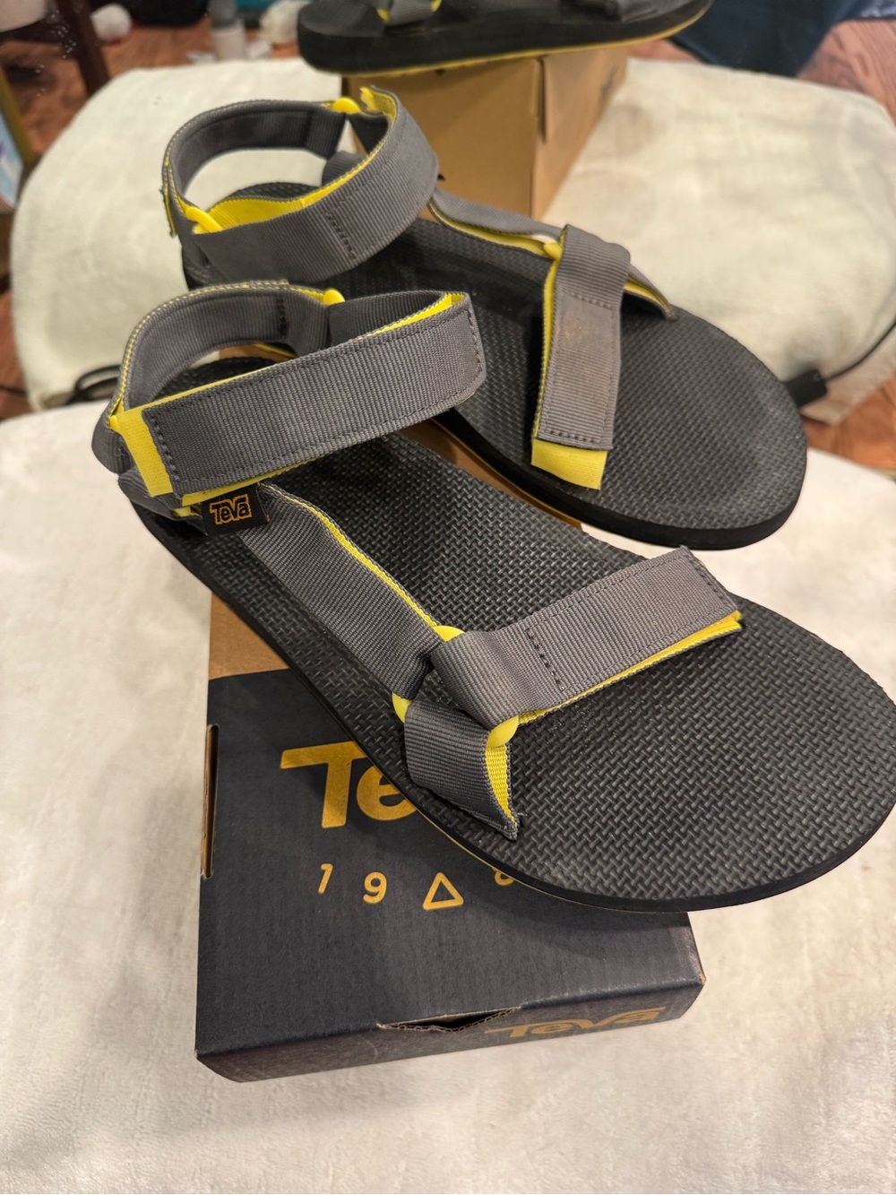 Teva Gray and Yellow Men's Adjustable Strap Sandals